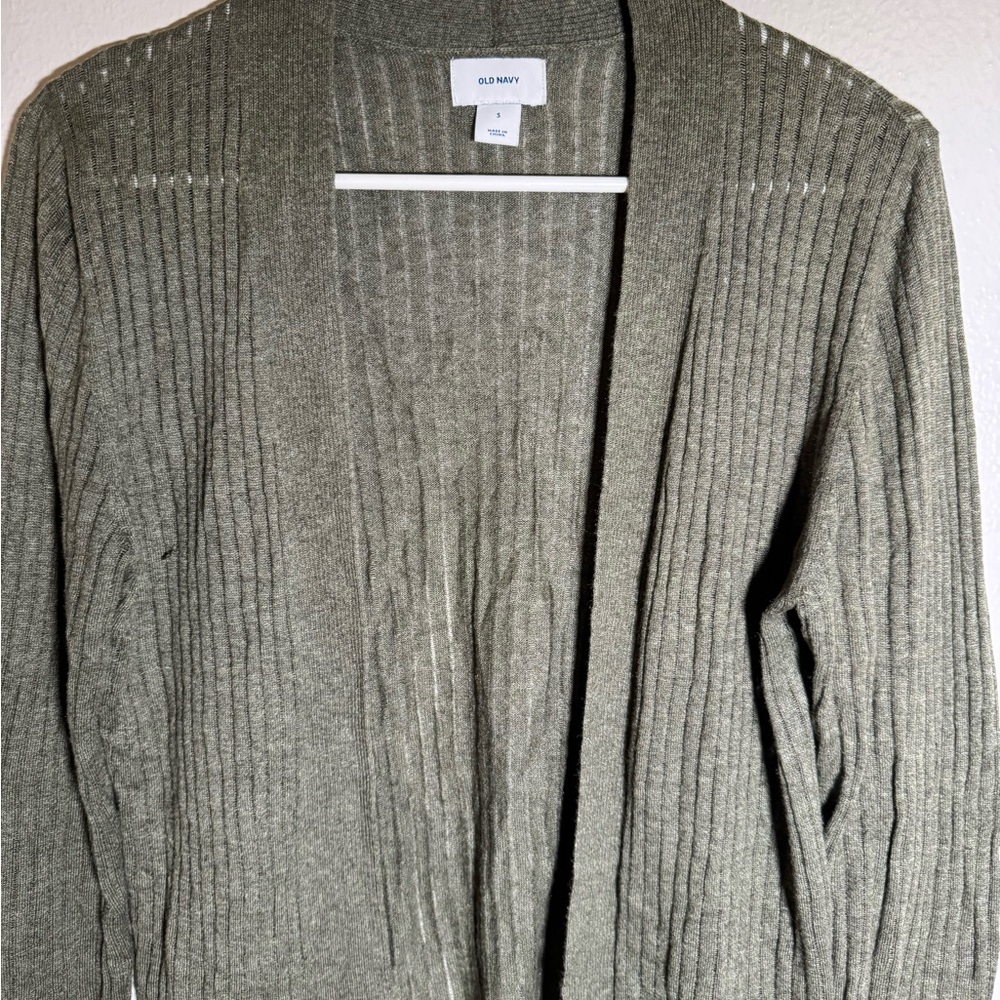 Old Navy Olive Ribbed Open-Front Cardigan - Picture 2 of 8